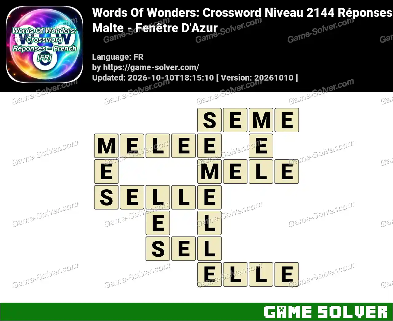 Words Of Wonders: Crossword Niveau 2144 Réponses – Malte – Fenêtre D’Azur